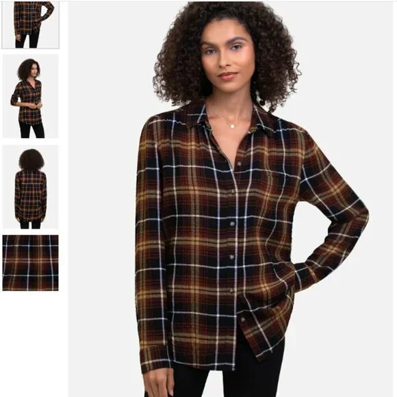 beachlunchlounge Elliot Shirt - Bon Bon Brown Black Plaid Size XL - Picture 1 of 12